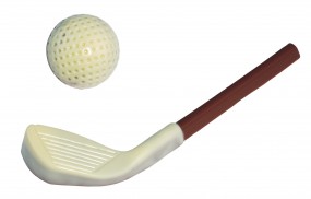 Form für Schokolade: Golfschläger m.Ball,Relief, 17,5 cm