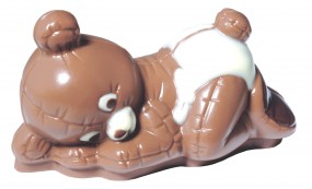 Form für Schokolade: Windel-Bär, liegend, 10 cm