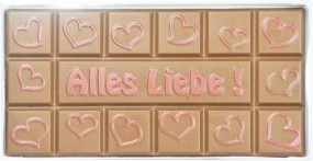 Form für Schokolade, Alles Liebe Schokoladetafel, Tafelware, 100 g
