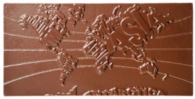 Form für Schokolade: Weltkarte mit Schriften