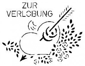 Sieb-Schablone Zur Verlobung m.Herz/Pfeil/Blume